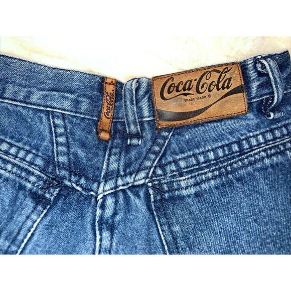 COKE RARE 80s Denim Vintage DENIM Coca Cola Leather patch COKE 80'S RARE JEAN - Picture 3 of 5